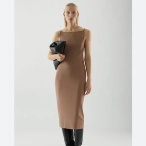COS Square Neck Knitted Midi Slip dress